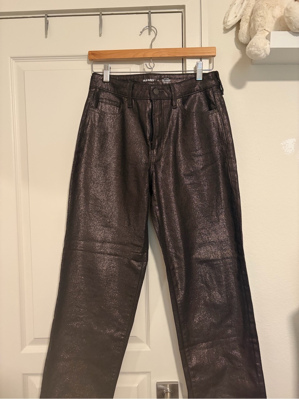 Old Navy Shimmery Dark Brown Straight-Leg Jeans